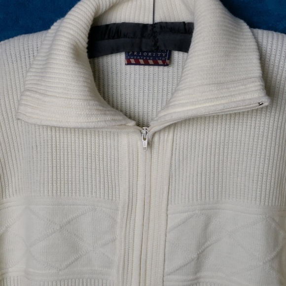 American Priority Mens White Knit Sweater M - Picture 2 of 7